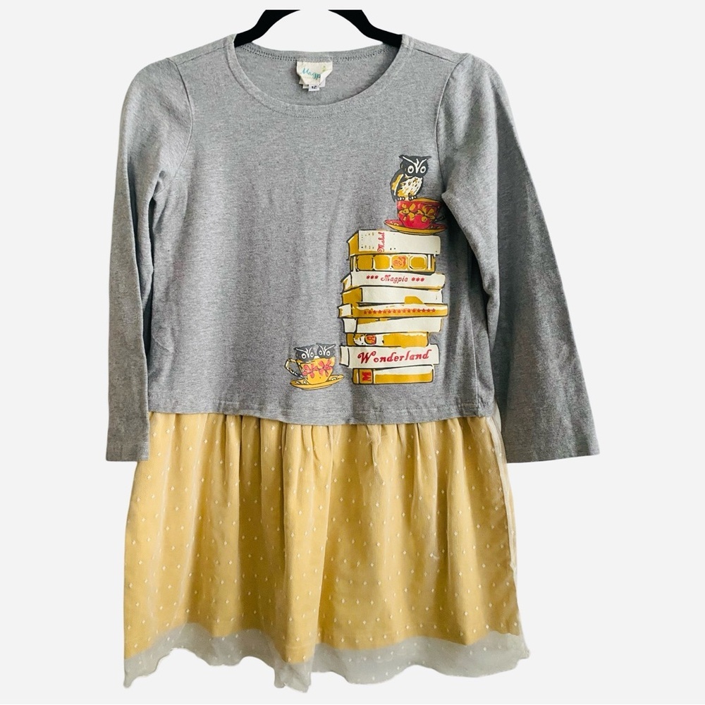 Magpie and Mabel Girl’s Dress 12 Owls Books Tulle Cotton Ruffles
